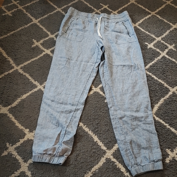 Athleta Cabo Linen Jogger Pants in Chambray Blue Size 14 - Picture 2 of 10